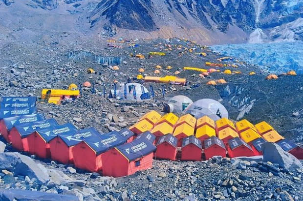 Partial view of Everest Base Camp, showing the Furtenbach Adventures site. Photo: Furtenbach Adventures