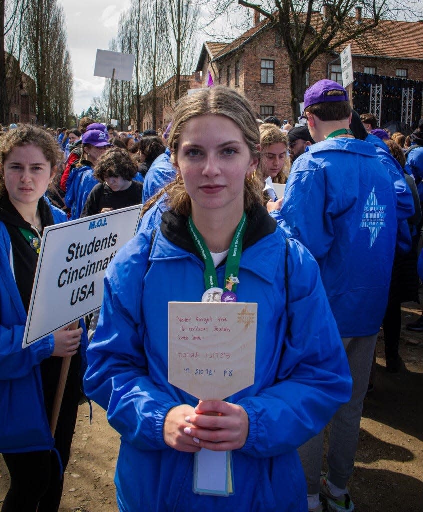 Granville graduating senior Abby Sanders at the former Auschwitz concentration camp in Poland during the March of Living, an annual educational program that brings individuals from around the world to Poland and Israel to study the history of the Holocaust.