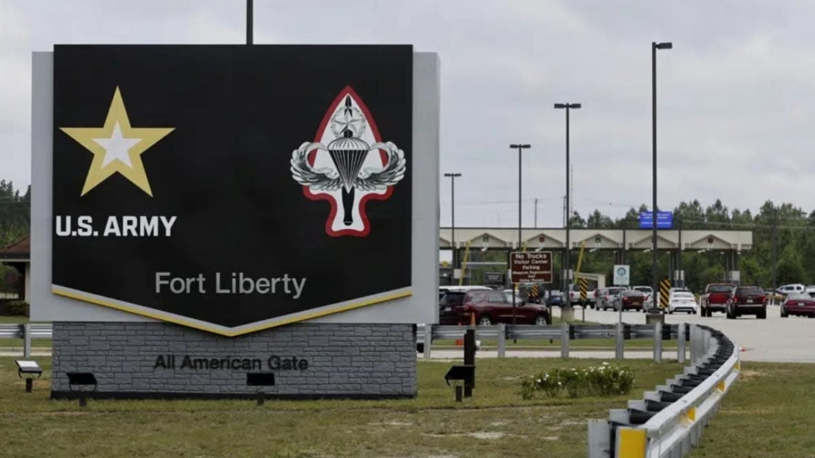 The new Fort Liberty sign is displayed outside the base on Friday, June 2, 2023 in Fort Liberty, N.C. The U.S. Army changed Fort Bragg to Fort Liberty as part of a broader initiative to remove Confederate names from bases, which some veterans view as a small but important step in making the U.S. Army more welcoming to current and prospective Black service members. (Photo: Karl B DeBlaker/AP)