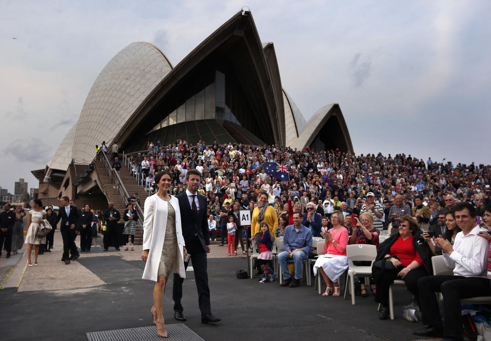 Princess Mary and Prince Frederik of Denmark arrive at the 40th Anniversary Gala Concert for the Sydney Opera House on October 27, 2013 in Sydney, Australia. Prince Frederik and Princess Mary will visit Sydney for five days and will attend events to celebrate the 40th anniversary of the Sydney Opera House and the Danish architect who designed the landmark, Jorn Utzen. 