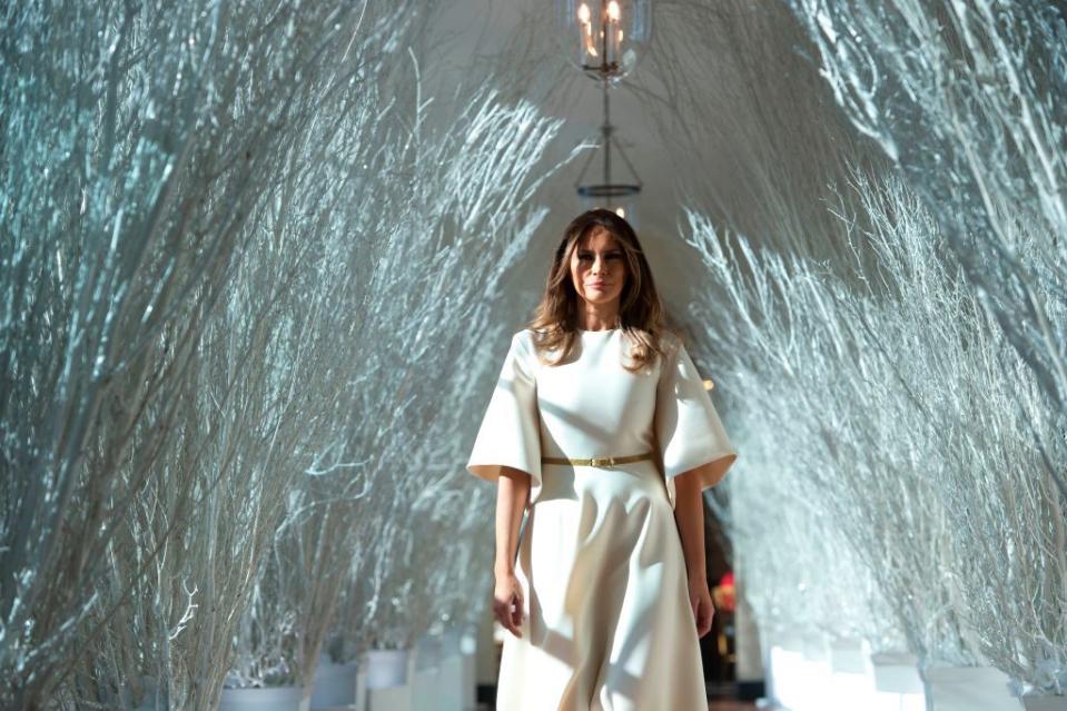 <p>This austere, all-white look for the White House's Christmas photos inspired plenty of <a href="http://www.elle.com/culture/a13948397/the-theme-for-the-white-house-christmas-decorations-is-terror/" rel="nofollow noopener" target="_blank" data-ylk="slk:jokes;elm:context_link;itc:0;sec:content-canvas" class="link ">jokes</a>.</p>