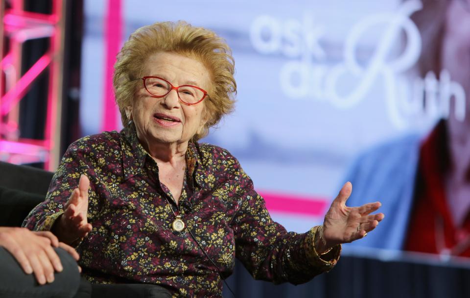 Dr. Ruth Westheimer of 'Ask Dr. Ruth' speaks onstage during the Hulu Panel on February 11, 2019, in Pasadena, California. (Photo by Rachel Murray/Getty Images for Hulu)