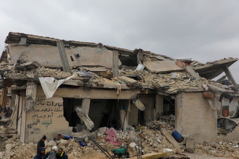 Aftermath of an earthquake, in rebel-held town of Jandaris