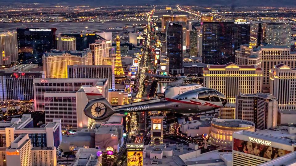 a plane flying over a city