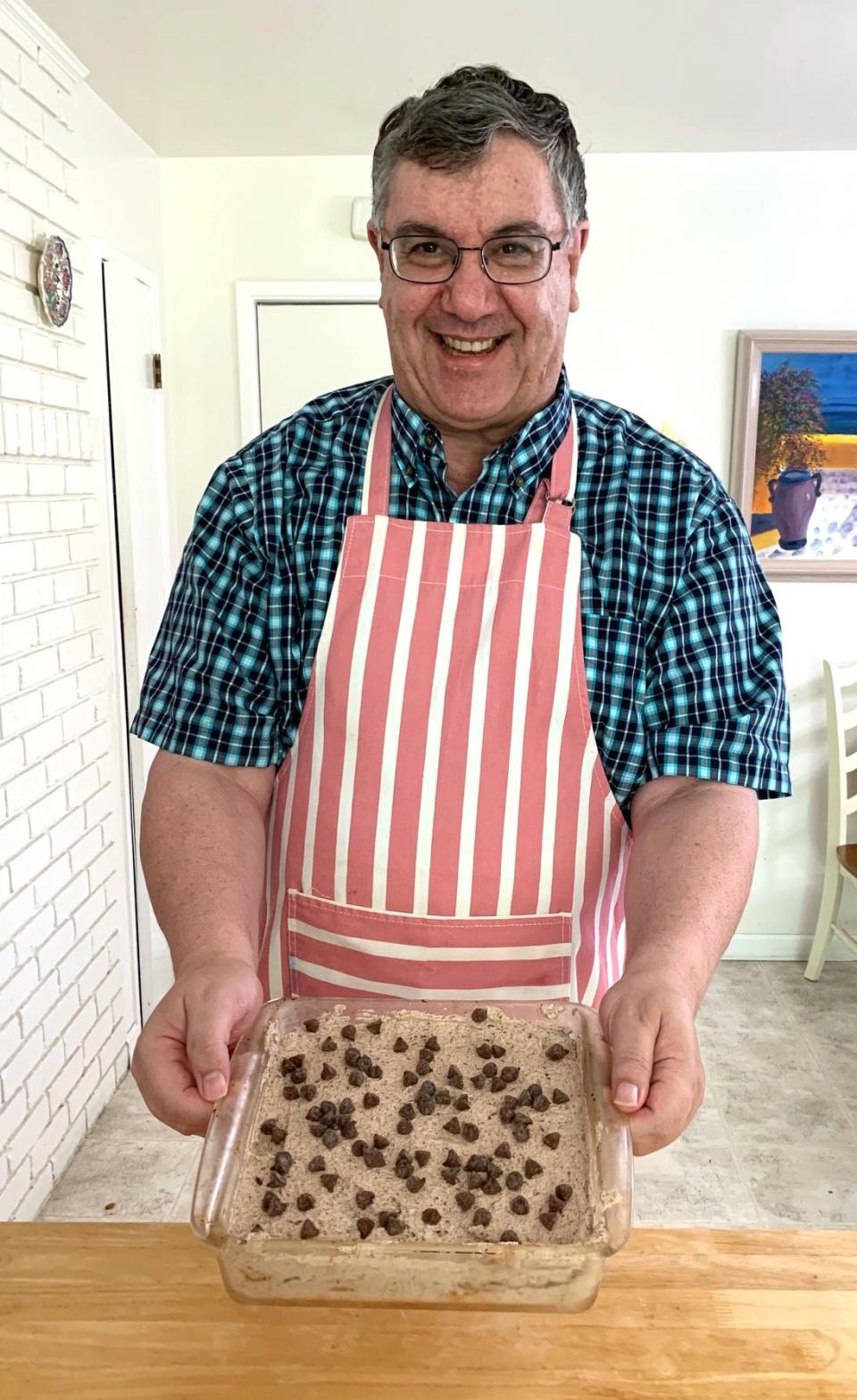 Anneta's dad with celebration cake