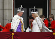 <p>LONDON, ENGLAND - MAY 06: King Charles III and Queen Camilla can be seen on the Buckingham Palace balcony during the Coronation of King Charles III and Queen Camilla on May 06, 2023 in London, England. The Coronation of Charles III and his wife, Camilla, as King and Queen of the United Kingdom of Great Britain and Northern Ireland, and the other Commonwealth realms takes place at Westminster Abbey today. Charles acceded to the throne on 8 September 2022, upon the death of his mother, Elizabeth II. (Photo by Brandon Bell/Getty Images)</p> 