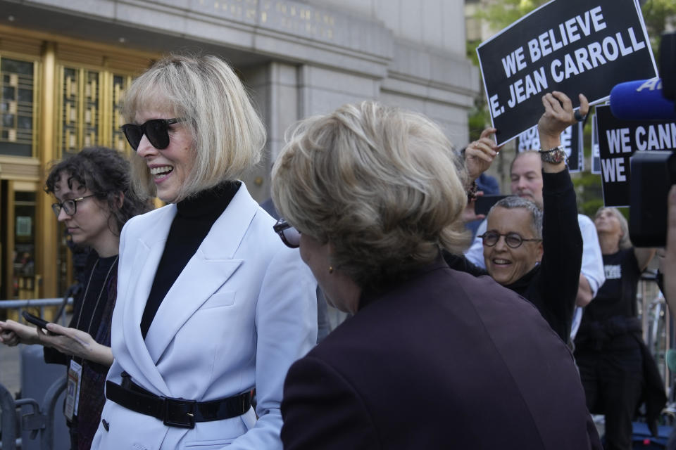 E. Jean Carroll leaves federal court.