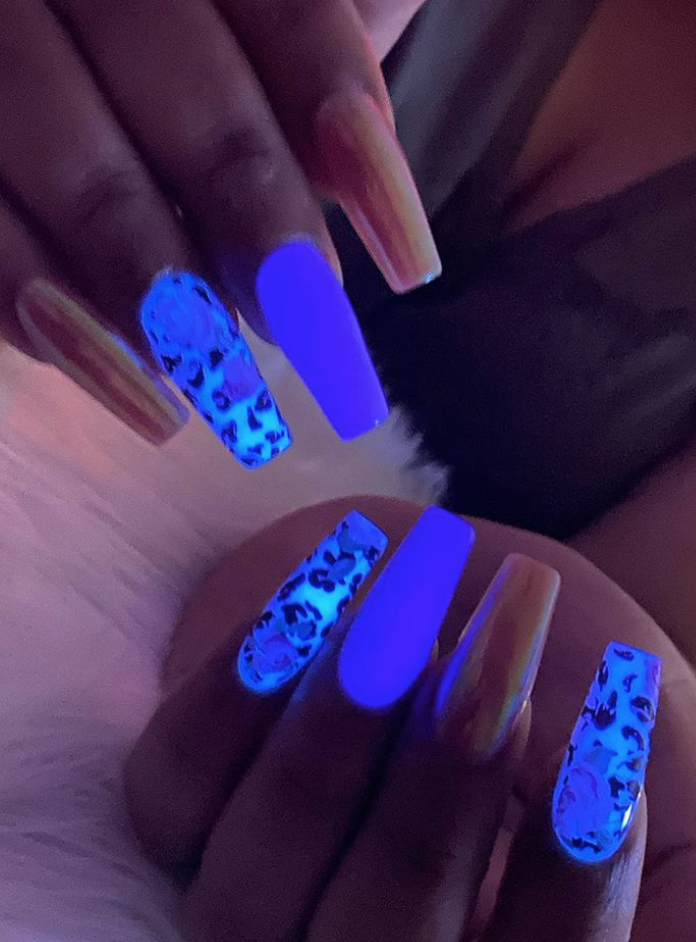 <p>Going to a Halloween party at night? Glow-in-the-dark nails, like this look created by <a href="https://www.instagram.com/p/B9ZTih3HTbe/" rel="nofollow noopener" target="_blank" data-ylk="slk:nail artist KreationsbyKiKi;elm:context_link;itc:0;sec:content-canvas" class="link ">nail artist KreationsbyKiKi</a>, makes a simple statement. </p><p><a class="link " href="https://go.redirectingat.com?id=74968X1596630&url=https%3A%2F%2Fwww.etsy.com%2Flisting%2F777342828%2Fbio-exorcist-green-glow-in-the-dark&sref=https%3A%2F%2Fwww.oprahdaily.com%2Fbeauty%2Fskin-makeup%2Fg33239588%2Fhalloween-nail-ideas%2F" rel="nofollow noopener" target="_blank" data-ylk="slk:SHOP POLISH;elm:context_link;itc:0;sec:content-canvas">SHOP POLISH</a></p>