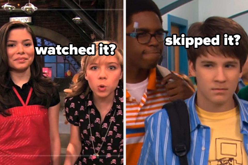 "iCarly" with the words "watched it?" and "Ned's Declassified" with the words "skipped it?"