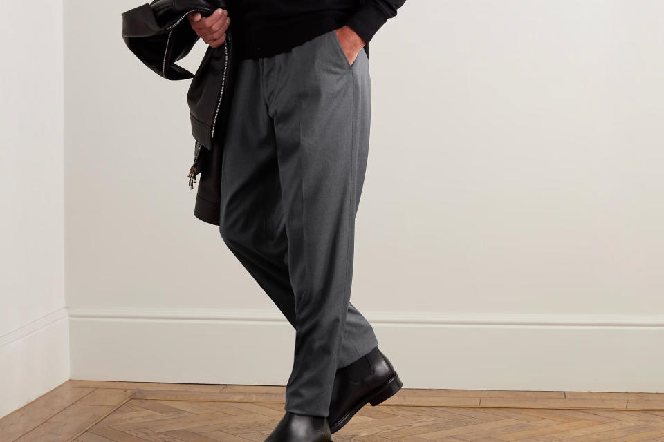Mr. P Tapered Wool Drawstring Trousers