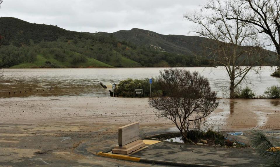 The Santa Margarita Lake is over capacity, and the marina is closed to public use until further notice due to flooding and muddy conditions after early January storms.