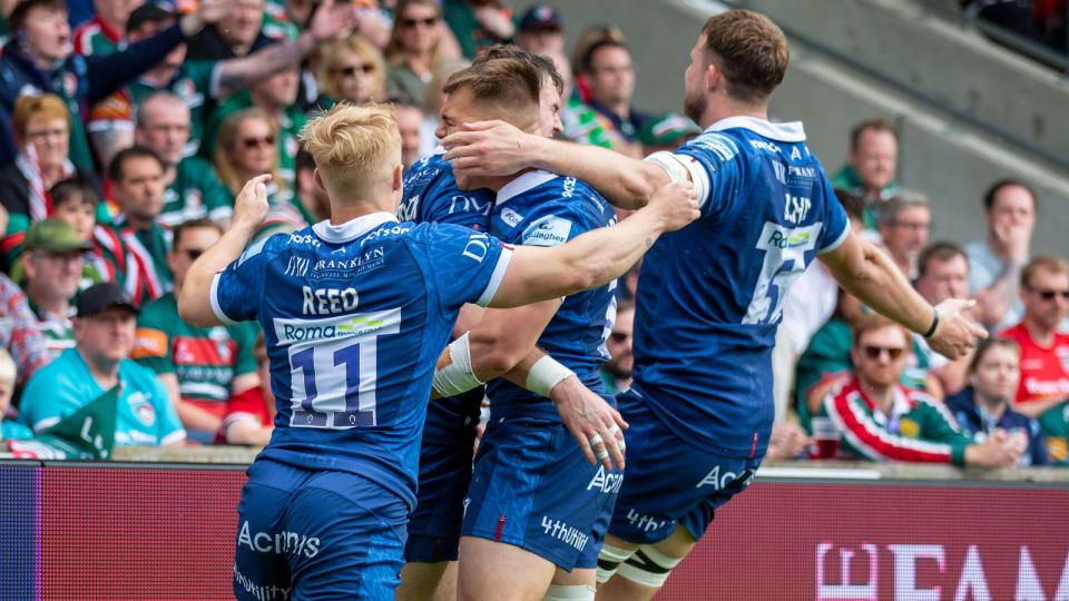 Sale Sharks after try Credit: Alamy