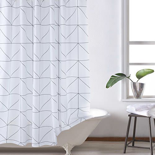 2) White-Black Shower Curtain