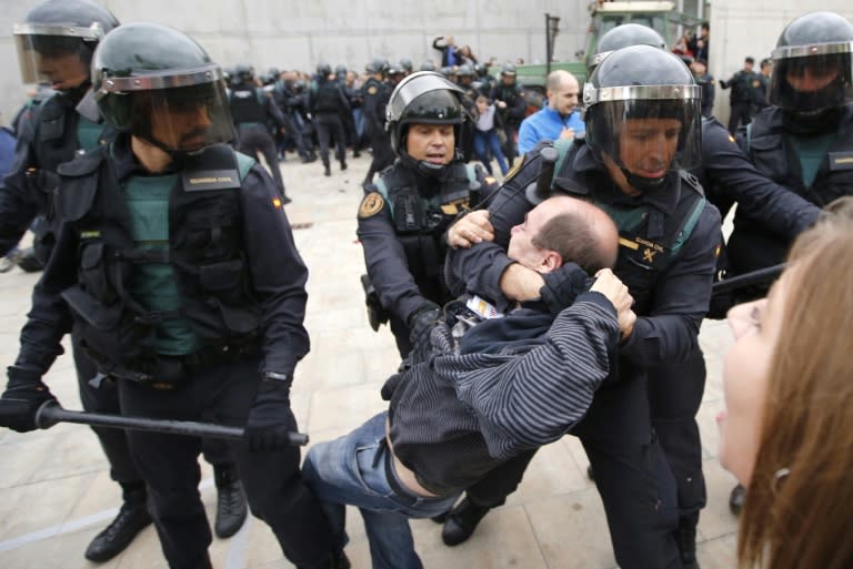 Spanish riot police cracked down on voters during the October 1 independence referendum