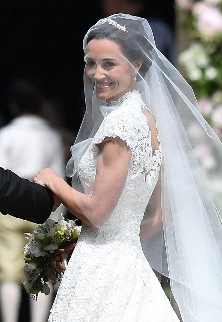 Pippa Middleton in a stunning Giles Deacon gown.&nbsp;