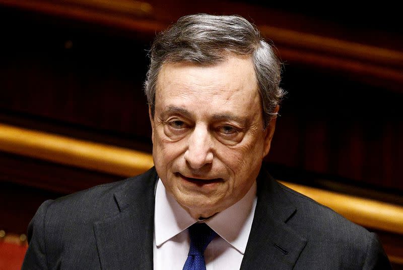 Italian PM Draghi addresses Senate in Rome