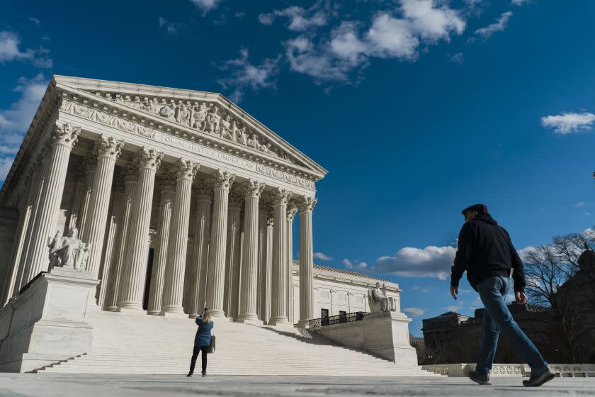 WASHINGTON, DC - FEBRUARY 10: The Supreme Court of the United States building, photographed on Thursday, Feb. 10, 2022 in Washington, DC. (Kent Nishimura / Los Angeles Times)