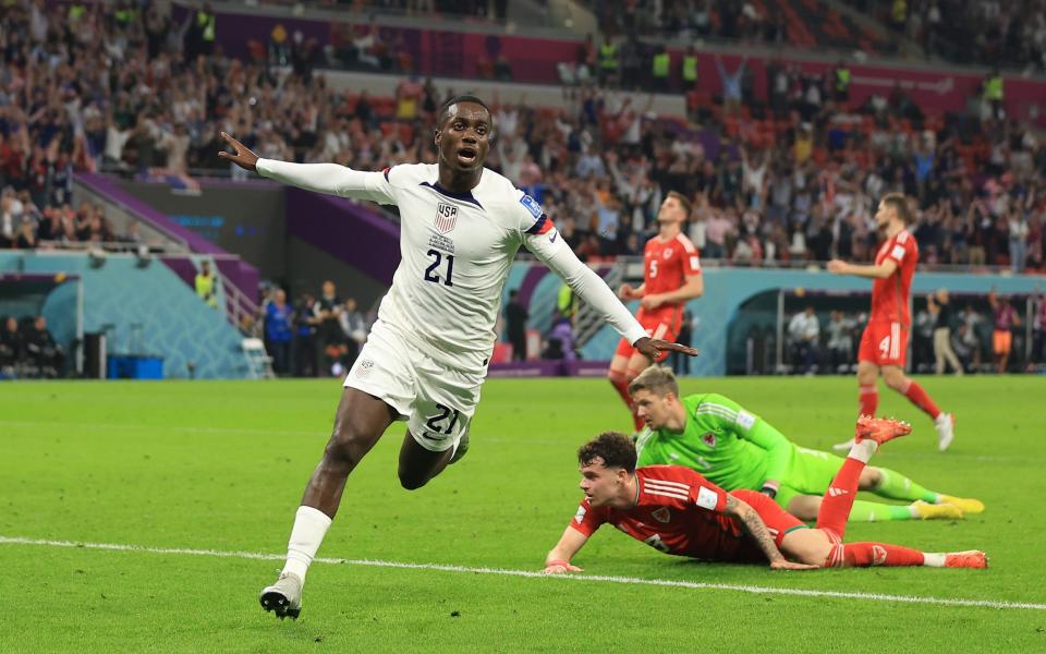 Tim Weah of USA celebrates after scoring his team's first goal - Getty