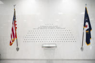 The Memorial Wall is seen in the lobby of the Central Intelligence Agency headquarters building in Langley, Va., on Saturday, Sept. 24, 2022. (AP Photo/Kevin Wolf)