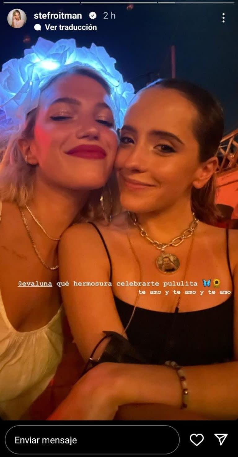 Stefi Roitman compartió una foto junto a Evaluna en su cumpleaños.