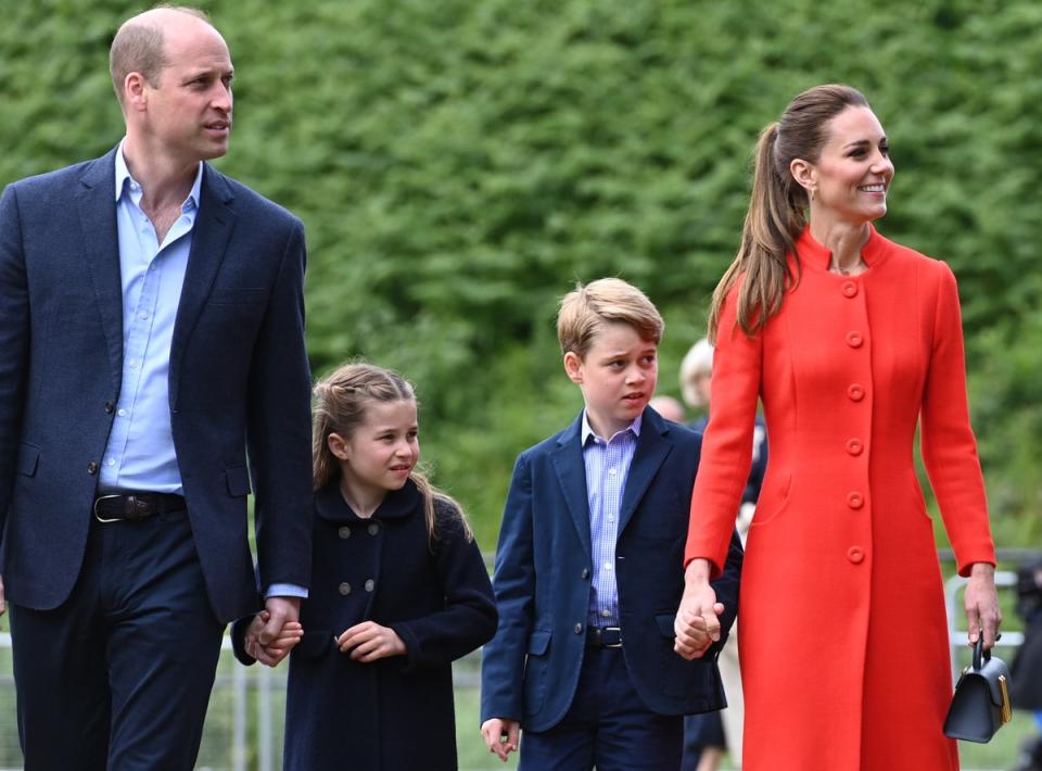 The then Duke and Duchess of Cambridge, Prince George and Princess Charlotte during their visit to Cardiff Castle (Ashley Crowden/PA) (PA Wire)
