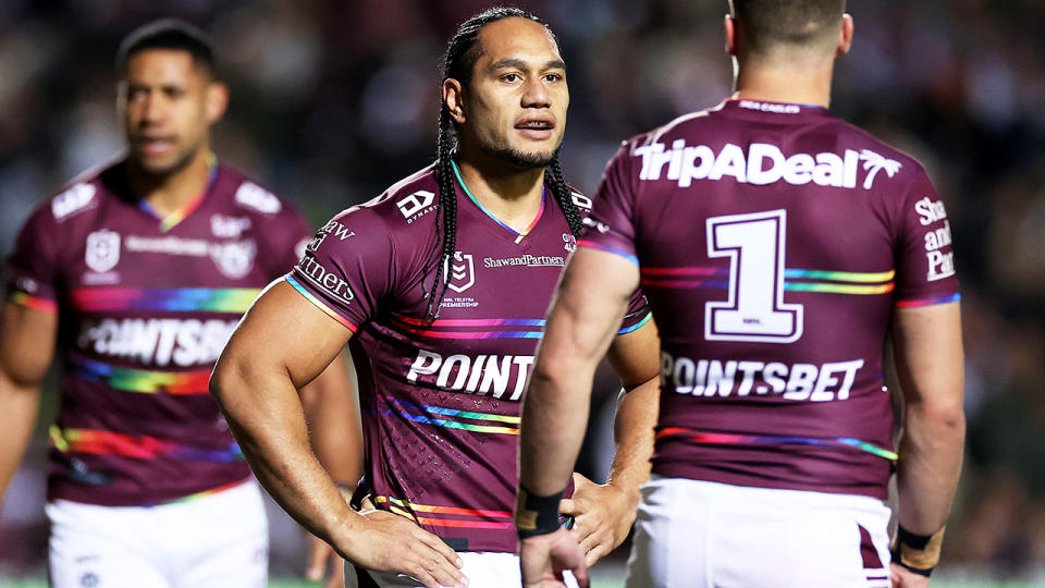 Martin Taupau, pictured here in action for the Sea Eagles against the Sydney Roosters. 