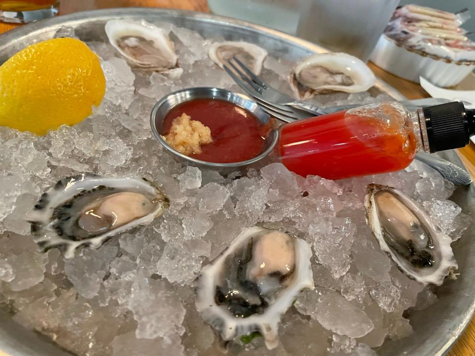 The menu at the Brass Pearl includes a daily selection of fresh oysters.