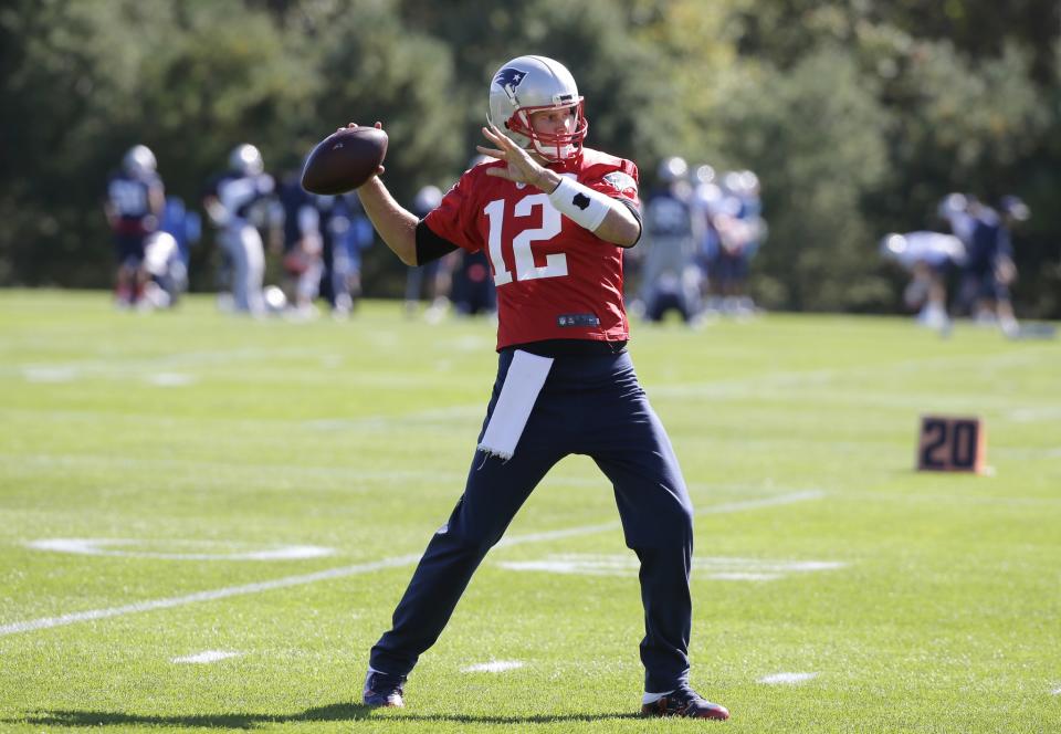 Tom Brady in one of his first practices back this week (AP)