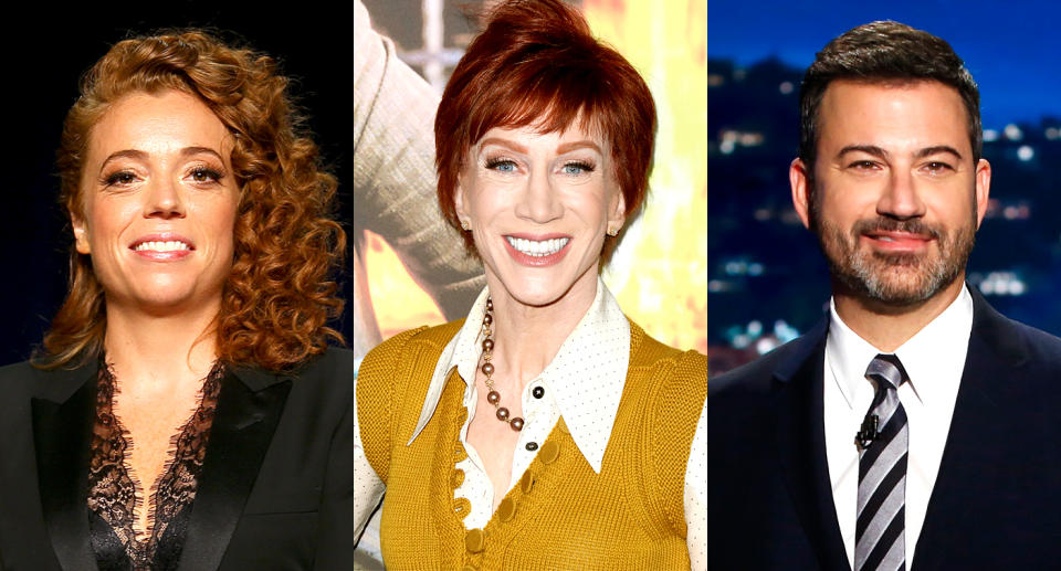 Michelle Wolf, Kathy Griffin, and Jimmy Kimmel. (Photos: Getty Images)