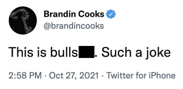 Screengrab of Brandin Cooks' tweet.