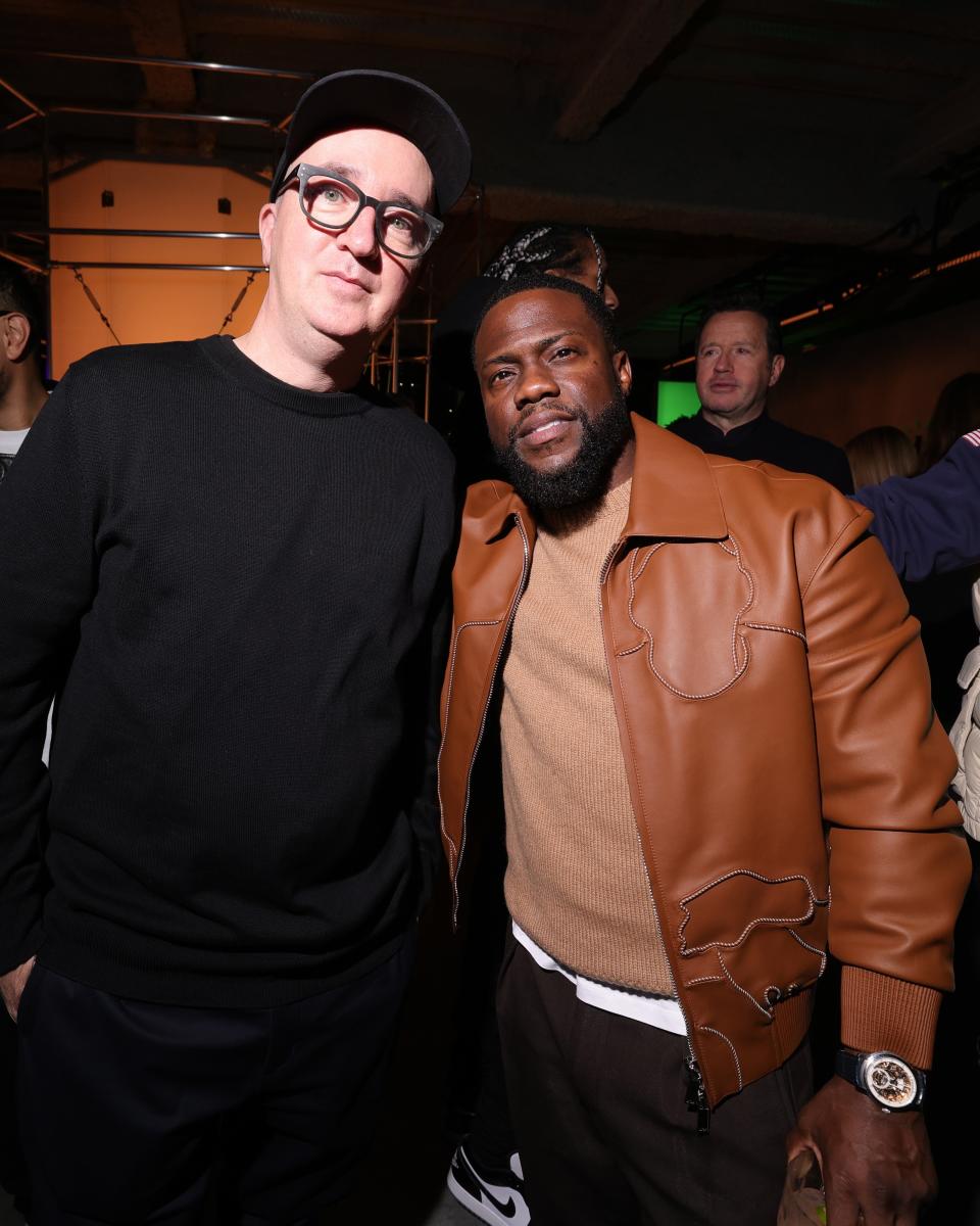 NEW YORK, NEW YORK - NOVEMBER 30: (L-R) KAWS and Kevin Hart attend as Audemars Piguet Hosts After Party with Cactus Jack to Celebrate Latest Collaboration on November 30, 2023 in New York City. (Photo by Rich Fury/Getty Images for Audemars Piguete)