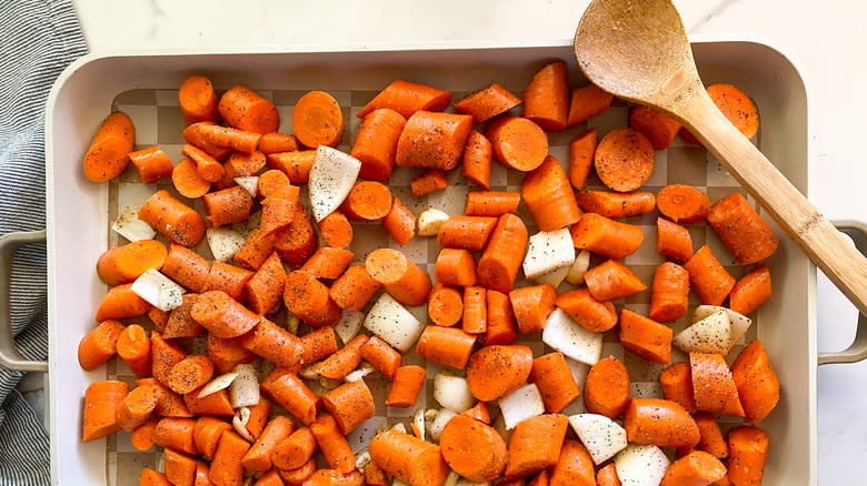 carrots on baking sheet