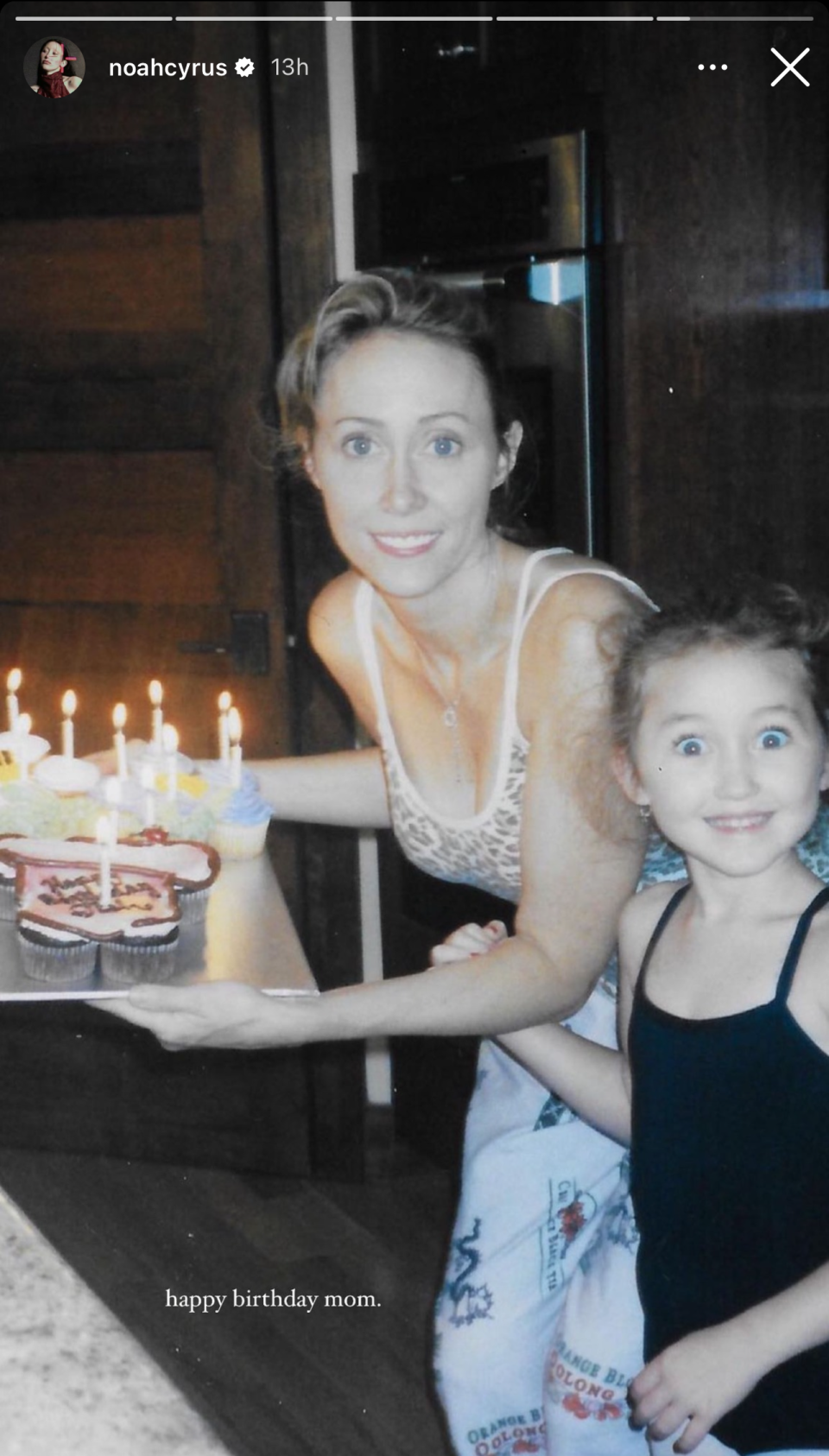 Noah Cyrus's Instagram post of her and Tish Cyrus when she was younger