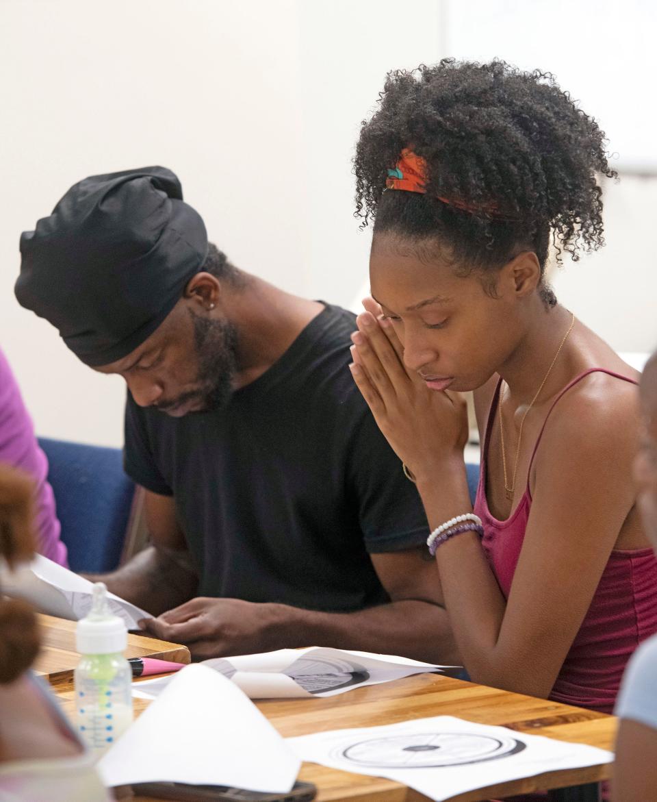 Adonis and Aiyana Garrison learn life skills during classes at the Max-Well Respite Center on Thursday, Aug. 24, 2023. The married couple has procured housing and work opportunities with assistance from the transition center's programs.