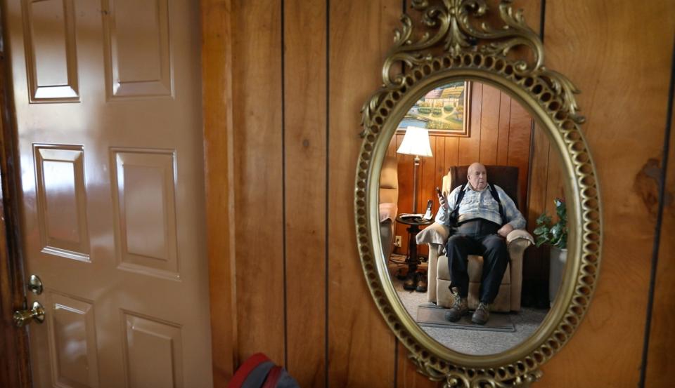 Robert Schlosser, 92, talks about the the murder of his daughter Cathleen, in his home in Pellston, MI Tuesday, Dec. 3, 2019.  Cathleen was murdered in Feb. 1982 in her home in Brighton. Her husband James Krauseneck was charged with her murder in November of this year. 