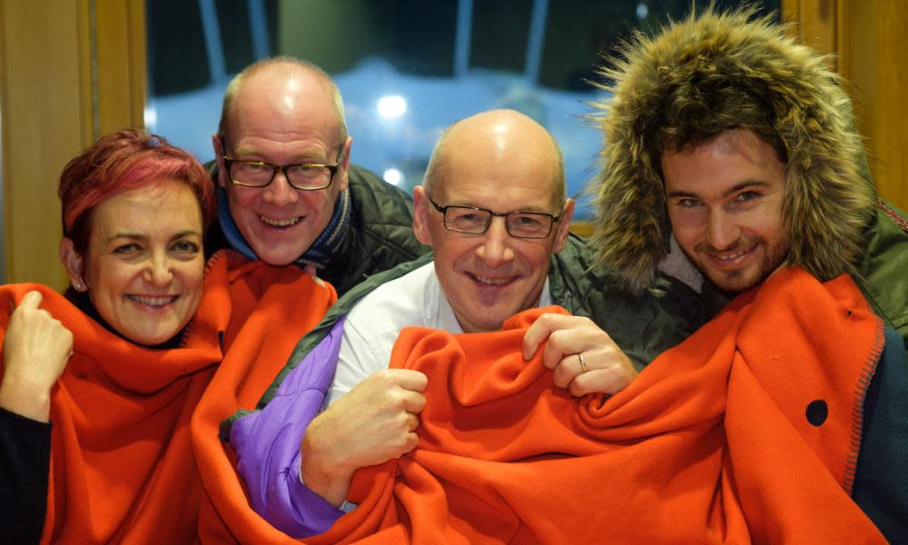 Sleep in the Park participants also include, from left: Scotland’s deputy first minister John Swinney, community secretary Angela Constance, housing minister Kevin Stewart and Social Bite founder Josh Littlejohn.