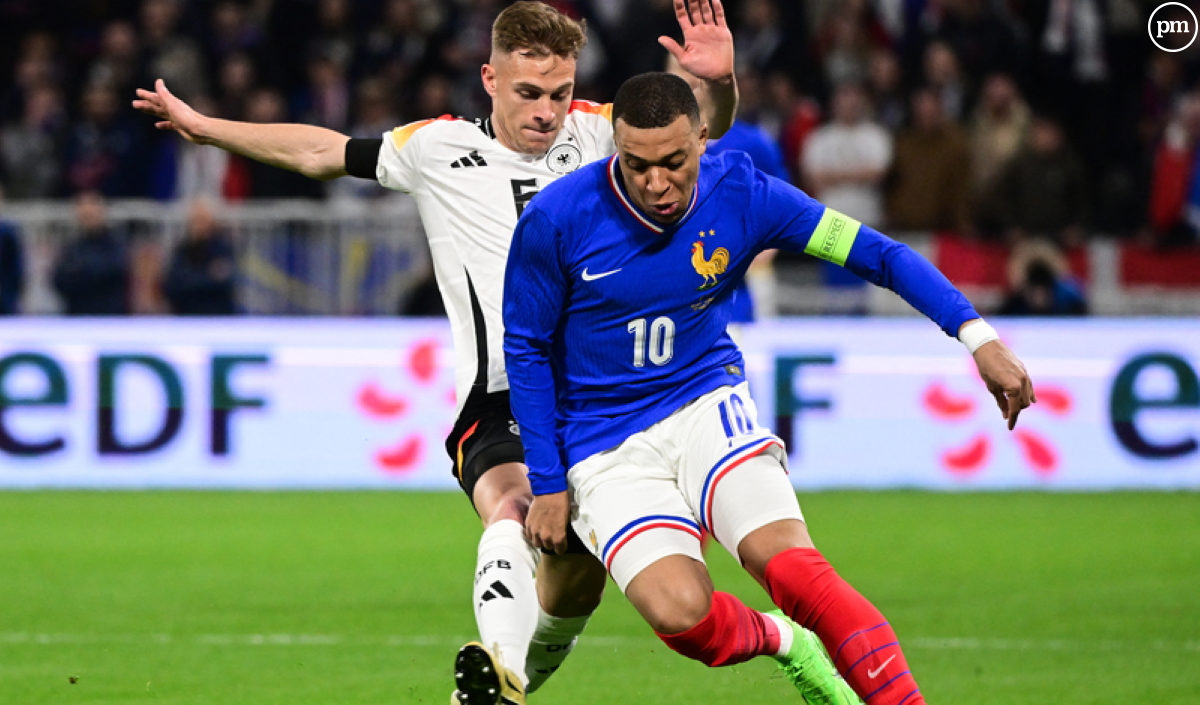 Kylian Mbappe face à l'Allemagne. - AFP