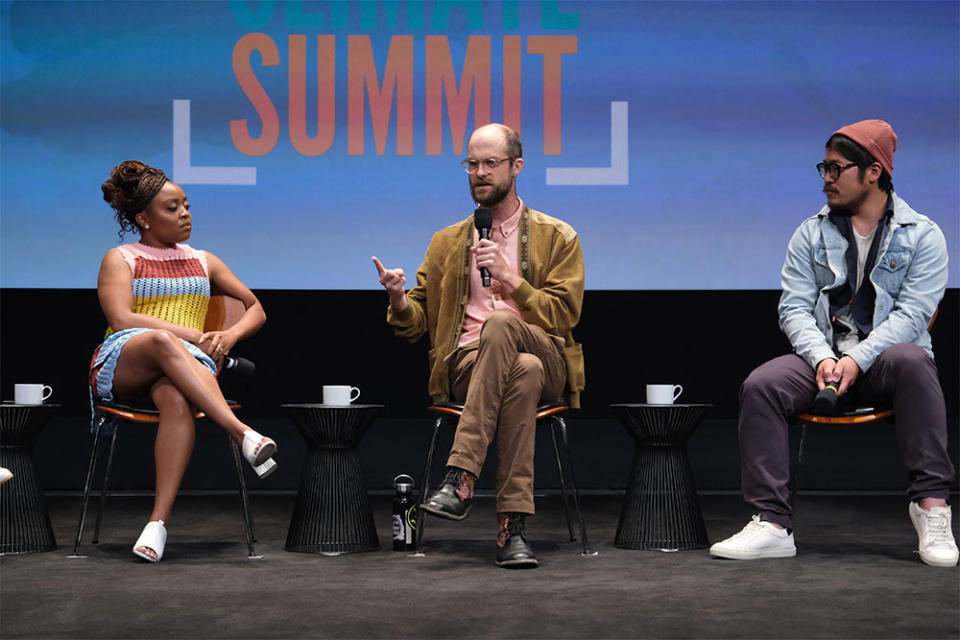 Quinta Brunson, Daniel Scheinert and Daniel Kwan attend the 2023 Hollywood Climate Summit at Academy Museum of Motion Pictures on June 22, 2023 in Los Angeles, California.