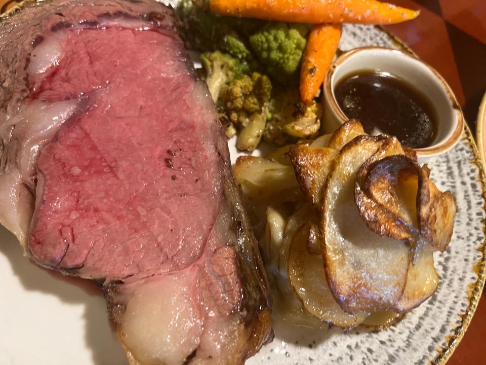 prime rib entrée at turf club at disney world