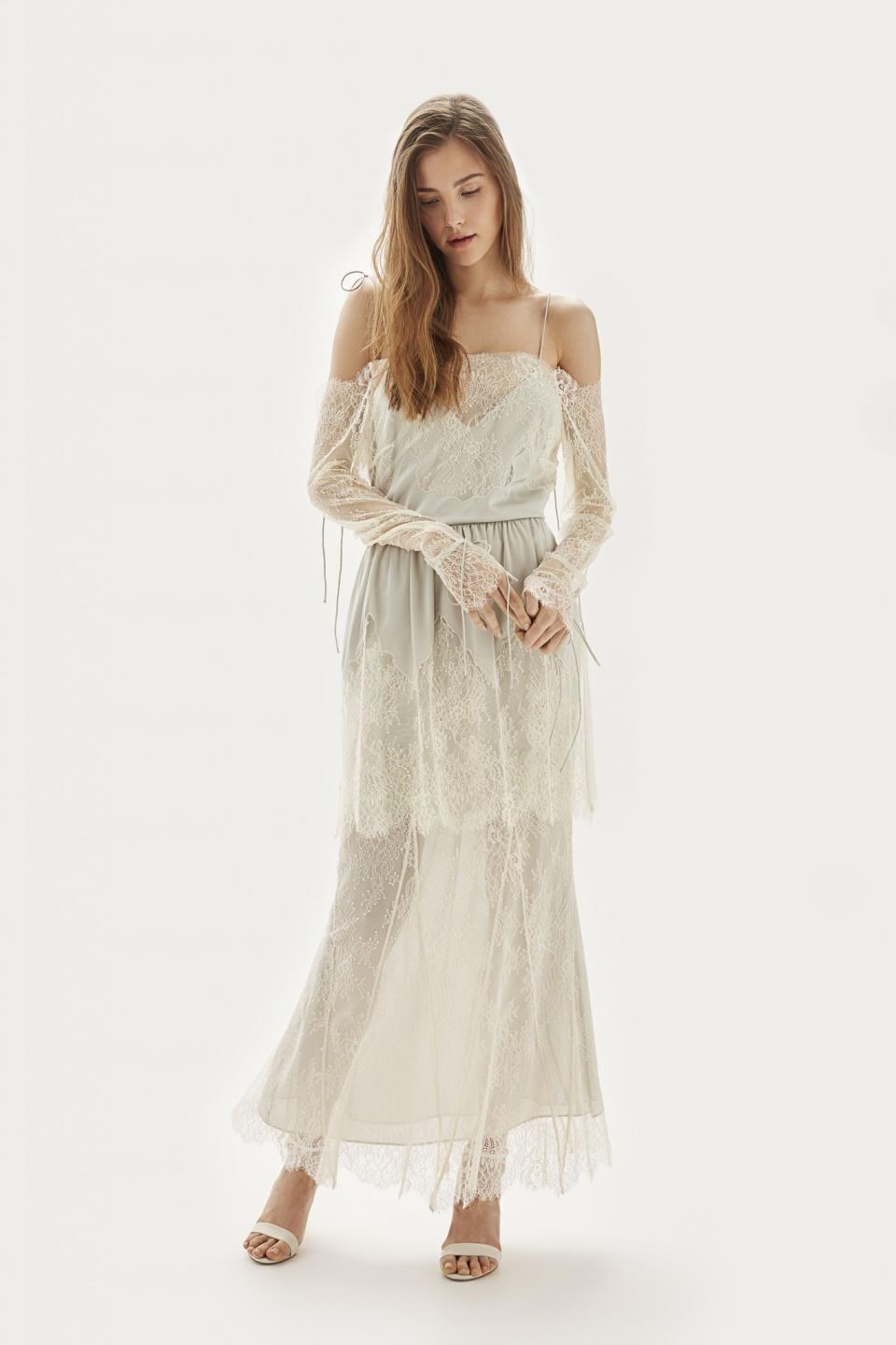 <p>Dress, $850, <a rel="nofollow noopener" href="http://us.topshop.com/en/tsus/product/clothing-70483/topshop-bride-6480287/cutwork-lace-bardot-bridal-dress-by-topshop-bride-6500446?bi=0&ps=20" target="_blank" data-ylk="slk:topshop.com;elm:context_link;itc:0;sec:content-canvas" class="link ">topshop.com</a> </p>