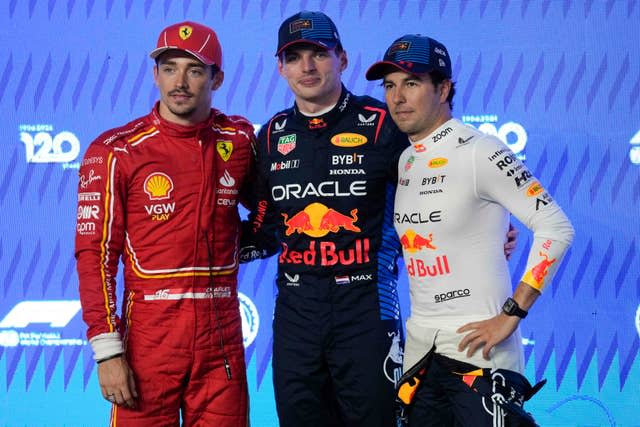 Max Verstappen, centre, was quickest in qualifying