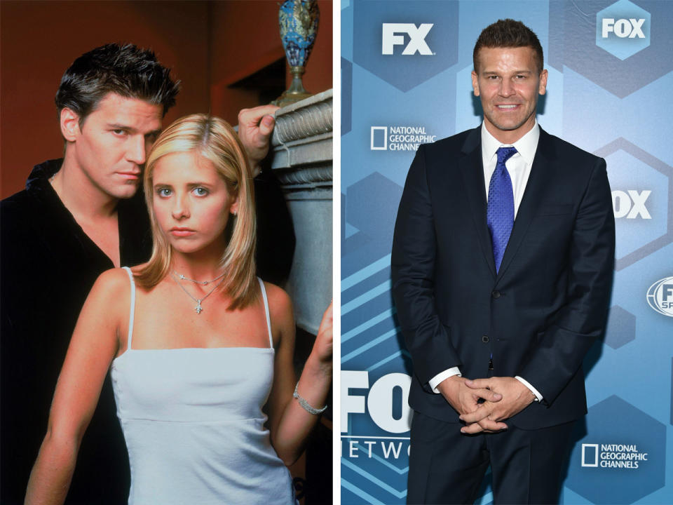 <p>In “Buffy – Im Bann der Dämonen” eroberte David Boreanaz als ‘Angel’ die Herzen der Fans im Sturm. Kein Wunder, dass der Vampir nach seinem Sinneswandel auf die Seite des Guten mit dem Spin-off “Angel – Jäger der Finsternis” bedacht wurde. Seit 2005 gehört Boreanaz zur Stammbesetzung von “Bones – Die Knochenjägerin”. (Bild-Copyright: 20th Century Fox Television/Kobal/REX Shutterstock, Evan Agostini/Invision/AP) </p>