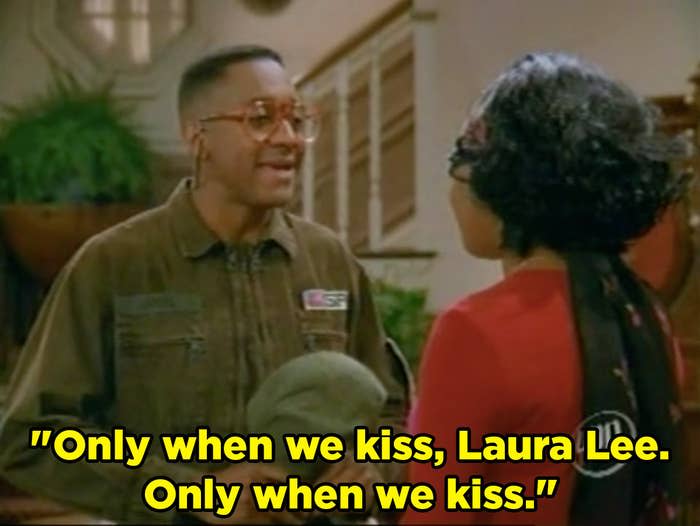 Steve standing in front of Laura saying, "Only when we kiss, Laura Lee. Only when we kiss."