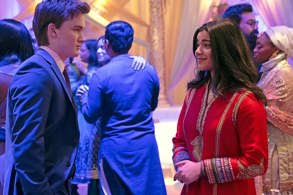 (L-R) Matt Lintz as Bruno and Iman Vellani as Ms. Marvel/Kamala Khan in Marvel Studios' MS. MARVEL. Photo by Daniel McFadden. ©Marvel Studios 2022. All Rights Reserved.