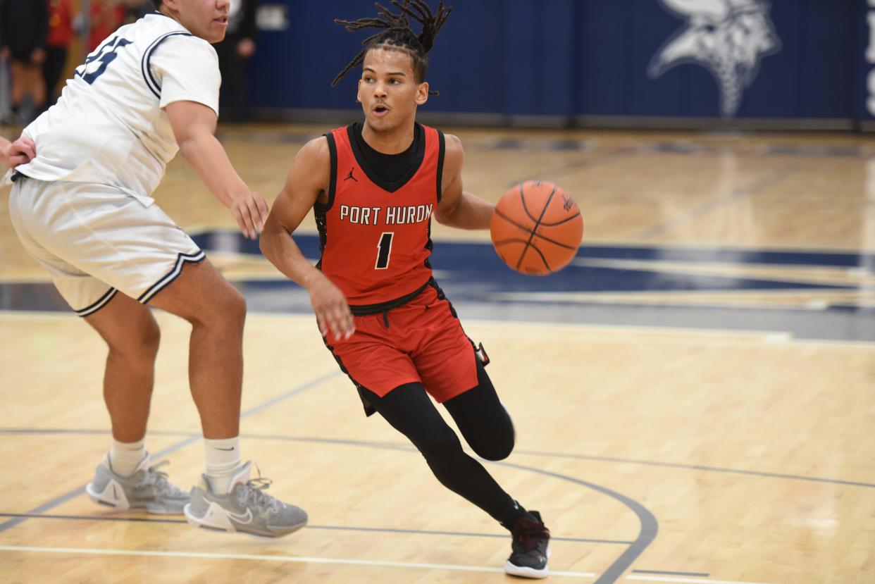 Port Huron's Travon Thompson drives the lane during a game earlier this season.