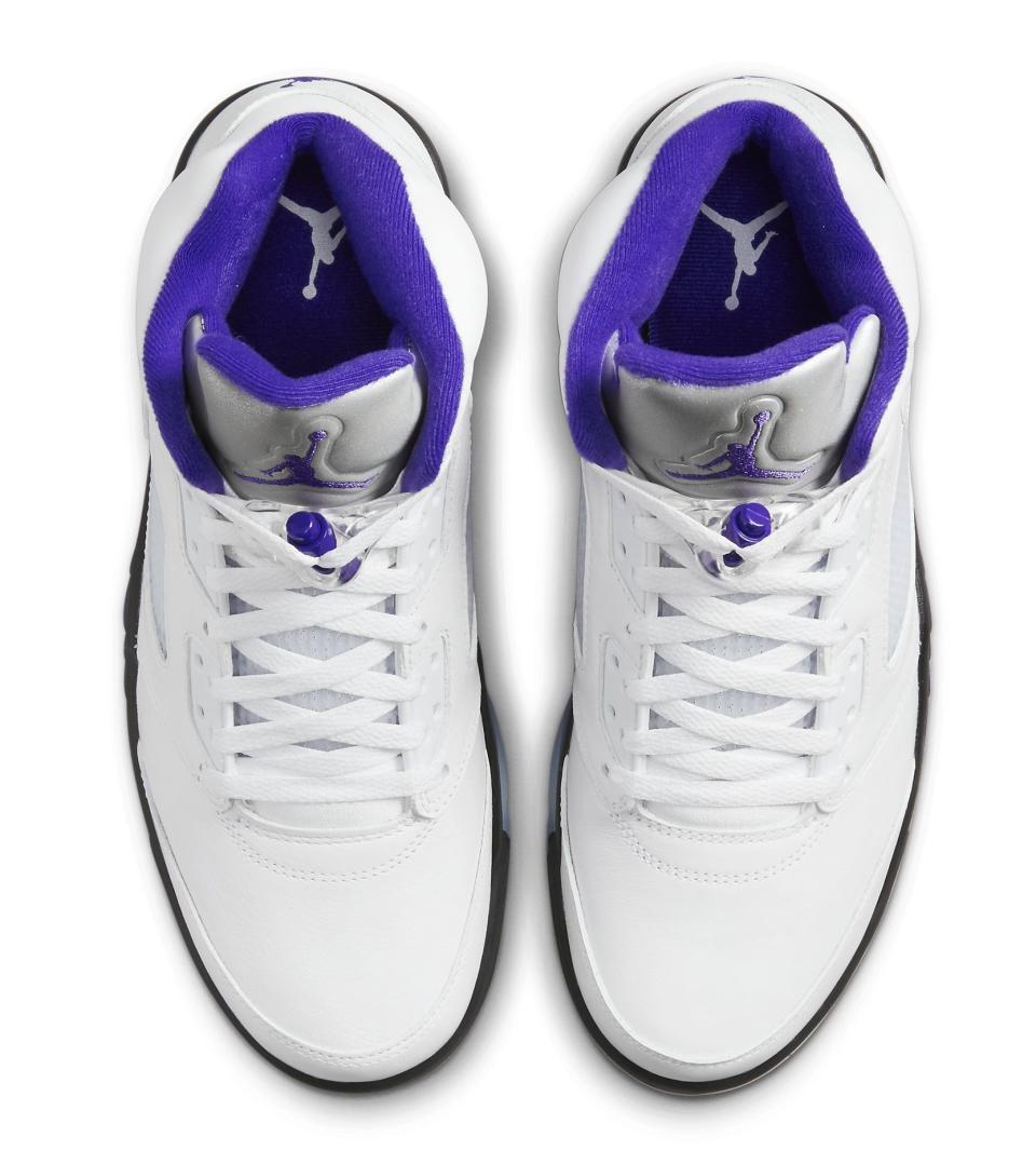 A top-down view of the Air Jordan 5 “Dark Concord.” - Credit: Courtesy of Nike