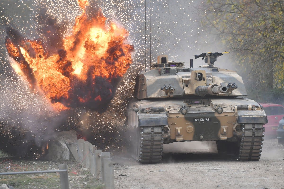 A Challenger 2 is thought to have been destroyed by enemy fire for the first time (Ben Birchall/PA) (PA Wire)