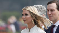 White House senior advisors Ivanka Trump arrives ahead of U.S. President Donald Trump and India's Prime Minister Narendra Modi's meeting at Hyderabad House in New Delhi, India, February 25, 2020. REUTERS/Adnan Abidi