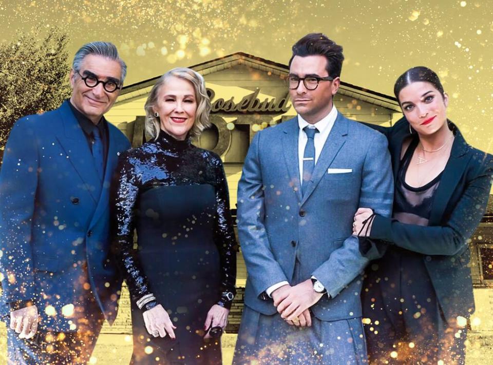 Schitt's Creek Emmys 2020 Fashion, Dan Levy, Eugene Levy, Annie Murphy, Catherine O'Hara