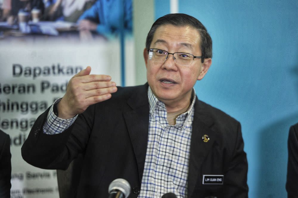 DAP's Lim Guan Eng claimed that the prime minister does not have confidence in winning the Budget 2021 vote in Parliament. — Picture by Shafwan Zaidon